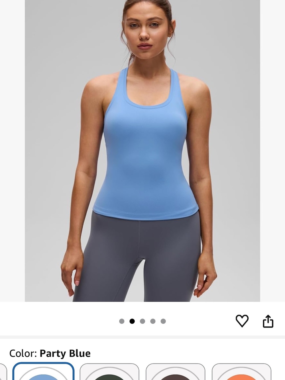 CRZ YOGA Party Blue Racerback Tank and Leggings (sold as a set)